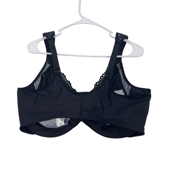 Glamorise Womens Polka Dot Lace Front-Closure Underwire Bra 48F Black/Lavander - Picture 7 of 9